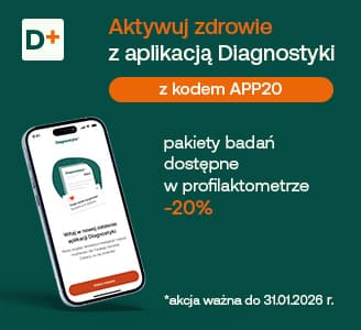 aktywuj zdrowie z aplikacją diagnostyki. z kodem APP20 pakiety badań dostępne w profilaktometrze -20%.
