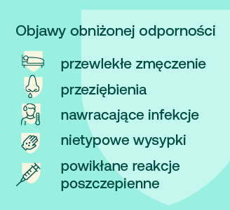 Objawy obniżonej odporności: przewlekłe zmęczenie, powikłane reakcje poszczepienne, przeziębienia, nawracające infekcje, nietypowe wysypki